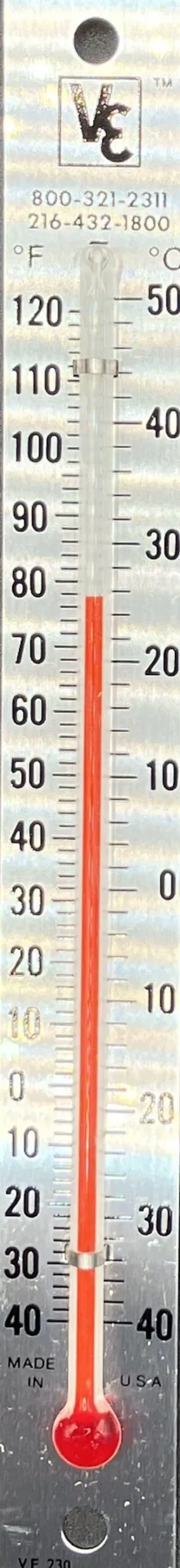 Metal-backed glass thermometer MET-1 — heavy-duty wall mount